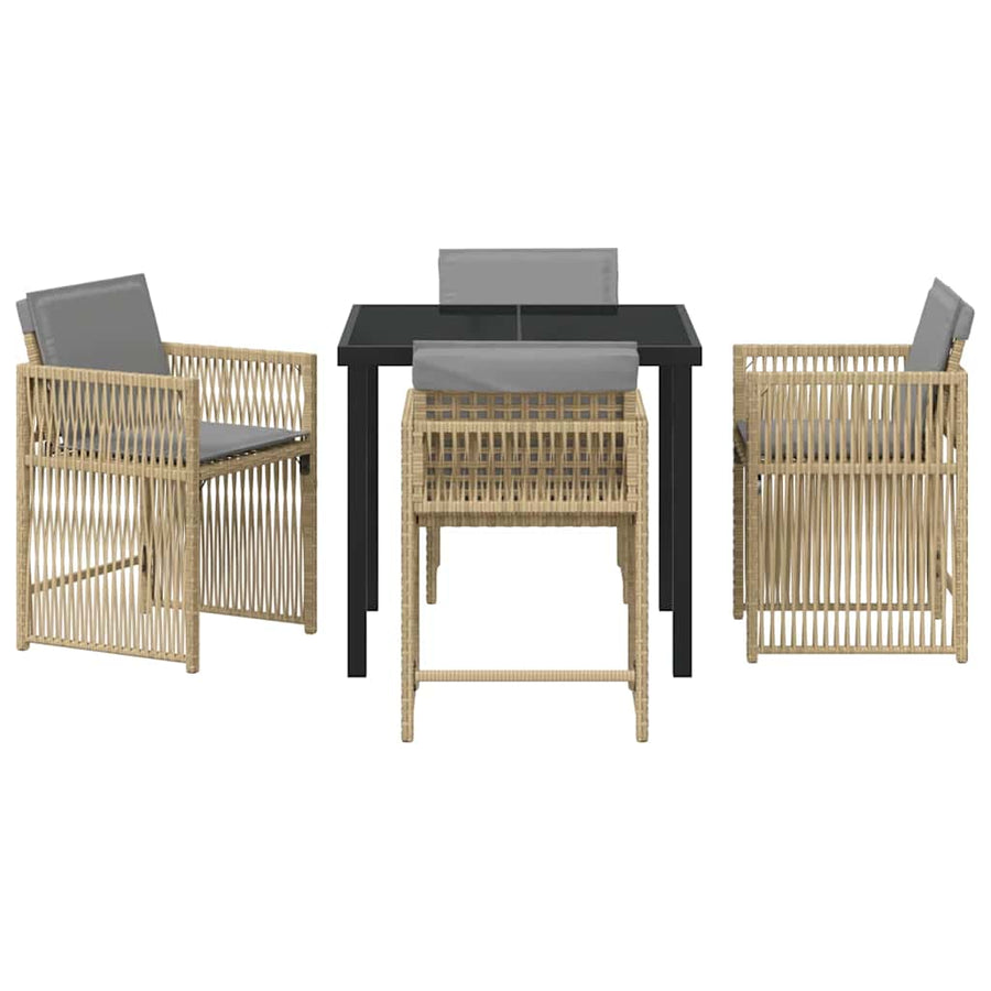Garden Dining Set 5 pcs Beige Poly Rattan