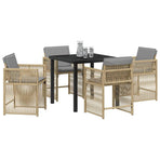 Garden Dining Set 5 pcs Beige Poly Rattan