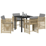 Garden Dining Set 5 pcs Beige Poly Rattan - Side View