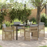 Garden Dining Set 5 pcs Beige Poly Rattan
