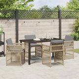 Garden Dining Set 5 pcs Beige Poly Rattan - Top-Down View