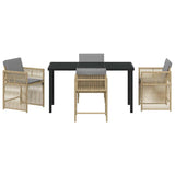 Garden Dining Set 5 pcs Beige Poly Rattan