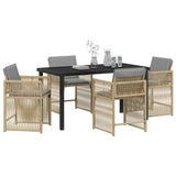 Garden Dining Set 5 pcs Beige Poly Rattan - Side View