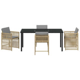 Garden Dining Set 5 pcs Beige Poly Rattan - Close-Up Angle