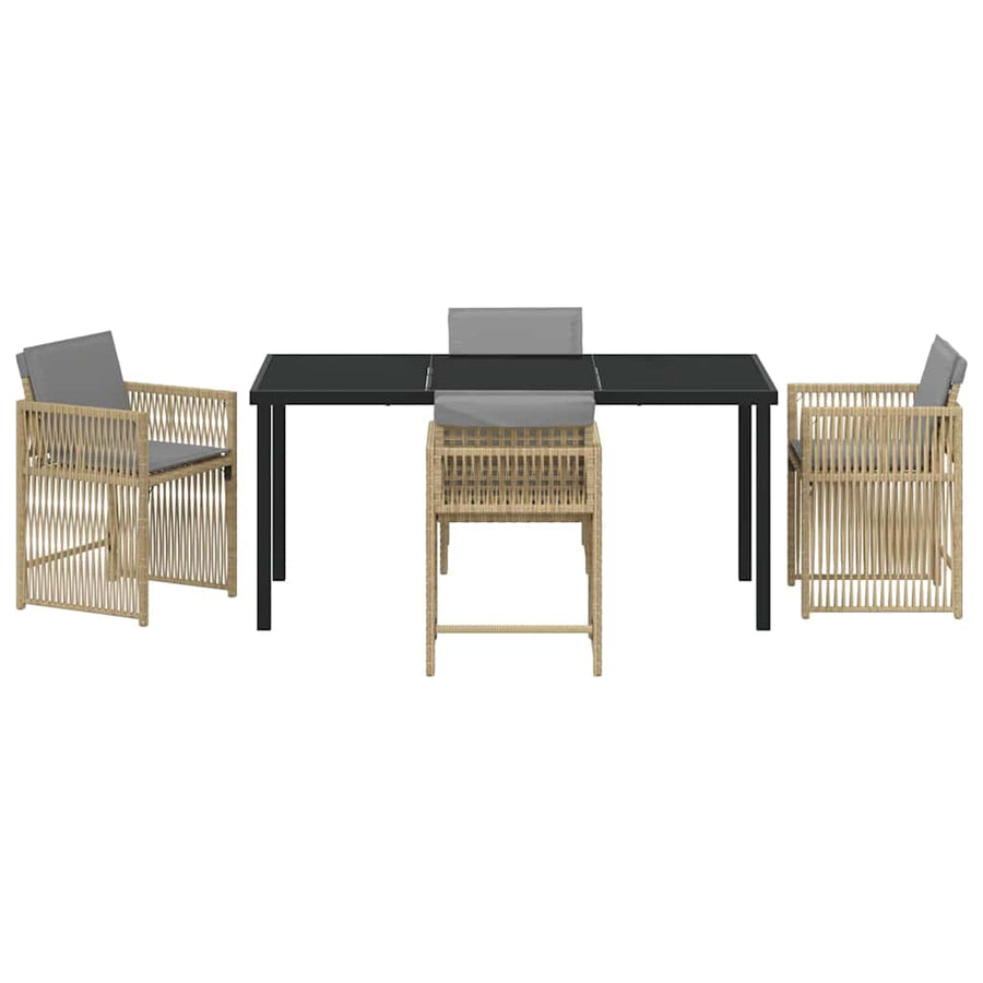 Garden Dining Set 5 pcs Beige Poly Rattan