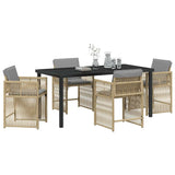 Garden Dining Set 5 pcs Beige Poly Rattan - Side View