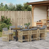 Garden Dining Set 9 pcs Beige Poly Rattan - Top-Down View