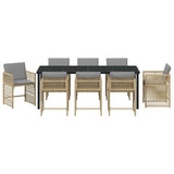 Garden Dining Set 9 pcs Beige Poly Rattan - Close-Up Angle