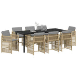 Garden Dining Set 9 pcs Beige Poly Rattan - Side View
