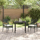 Garden Dining Set with Cushion 3 pcs Black Rattan - Top-Down View