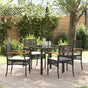 Garden Dining Set 5 pcs Black Rattan