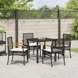 Garden Dining Set with Cushion 5 pcs Black Rattan - Top-Down View