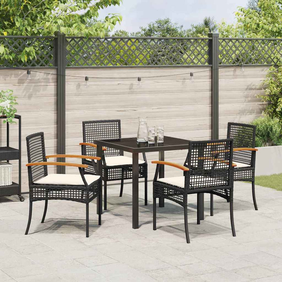 Garden Dining Set 5 pcs Black Rattan