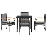 Garden Dining Set with Cushion 5 pcs Black Rattan - Close-Up Angle