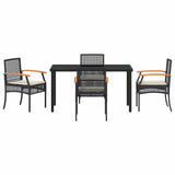 Garden Dining Set with Cushion 5 pcs Black Rattan - Close-Up Angle