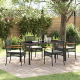 Garden Dining Set with Cushion 5 pcs Black Rattan