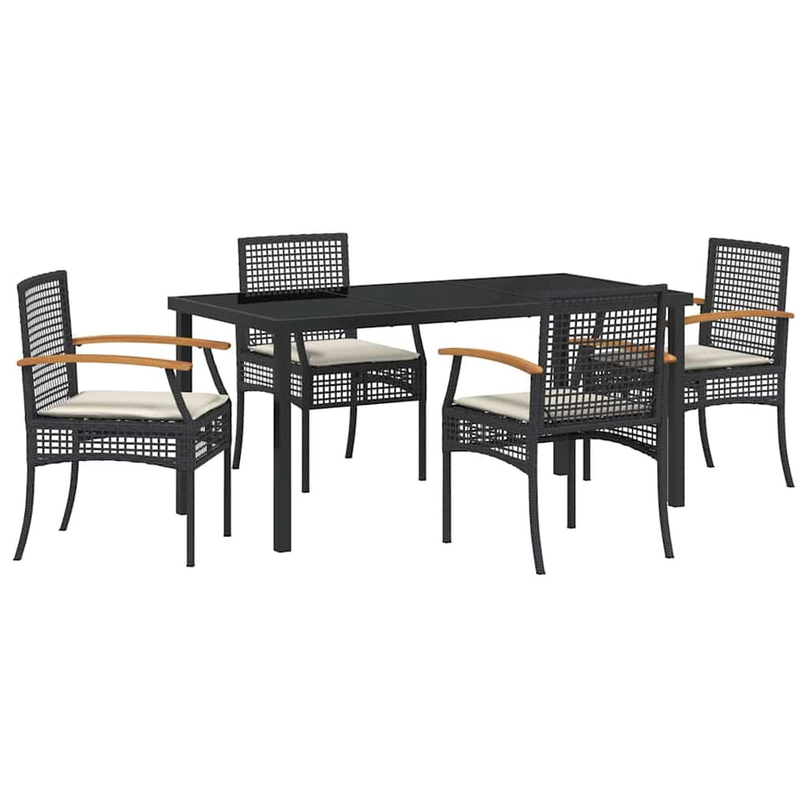 Garden Dining Set 5 pcs Black Rattan