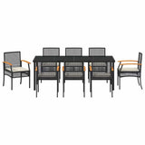 Garden Dining Set with Cushion 9 pcs Black Rattan - Close-Up Angle