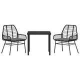 Garden Dining Set 3 pcs Black Poly Rattan - Close-Up Angle