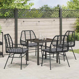 Garden Dining Set 5 pcs Black Poly Rattan - Top-Down View