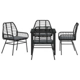 Garden Dining Set 5 pcs Black Poly Rattan - Close-Up Angle