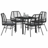 Garden Dining Set 5 pcs Black Poly Rattan - Side View