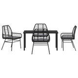 Garden Dining Set 5 pcs Black Poly Rattan