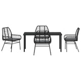 Garden Dining Set 5 pcs Black Poly Rattan - Close-Up Angle