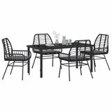 Garden Dining Set 5 pcs Black Poly Rattan - Side View