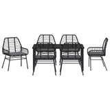 Garden Dining Set 7 pcs Black Poly Rattan - Close-Up Angle