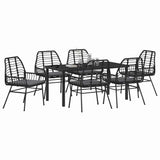 Garden Dining Set 7 pcs Black Poly Rattan - Side View