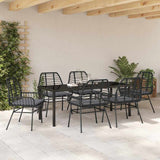 Garden Dining Set 7 pcs Black Poly Rattan - Top-Down View