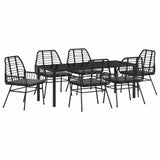 Garden Dining Set 7 pcs Black Poly Rattan