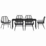 Garden Dining Set 7 pcs Black Poly Rattan - Close-Up Angle