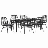 Garden Dining Set 7 pcs Black Poly Rattan - Side View