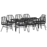 Garden Dining Set 9 pcs Black Poly Rattan - Side View
