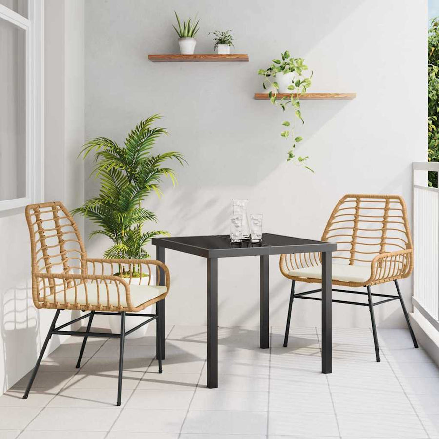Garden Dining Set 3 pcs Brown Poly Rattan