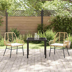 Garden Dining Set 3 pcs Brown Poly Rattan