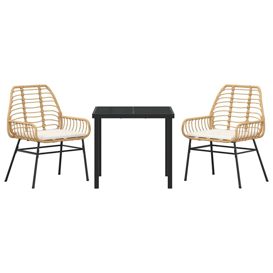 Garden Dining Set 3 pcs Brown Poly Rattan
