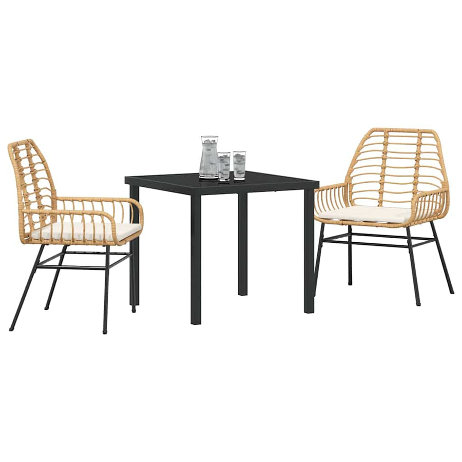 Garden Dining Set 3 pcs Brown Poly Rattan
