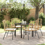 Garden Dining Set 5 pcs Brown Poly Rattan
