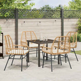 Garden Dining Set 5 pcs Brown Poly Rattan - Top-Down View