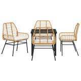 Garden Dining Set 5 pcs Brown Poly Rattan - Close-Up Angle