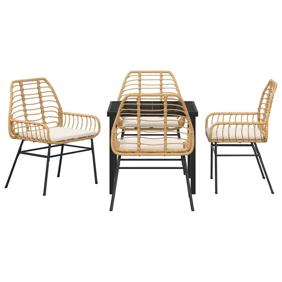Garden Dining Set 5 pcs Brown Poly Rattan