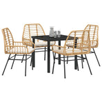 Garden Dining Set 5 pcs Brown Poly Rattan