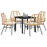 Garden Dining Set 5 pcs Brown Poly Rattan - Side View