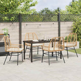 Garden Dining Set 5 pcs Brown Poly Rattan - Top-Down View