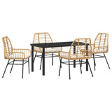 Garden Dining Set 5 pcs Brown Poly Rattan - Front View