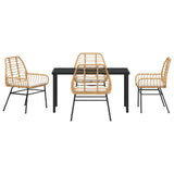 Garden Dining Set 5 pcs Brown Poly Rattan