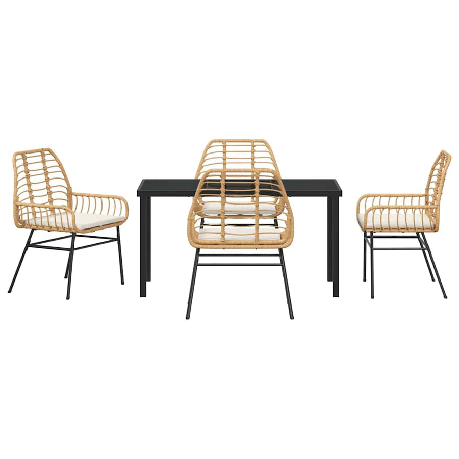 Garden Dining Set 5 pcs Brown Poly Rattan